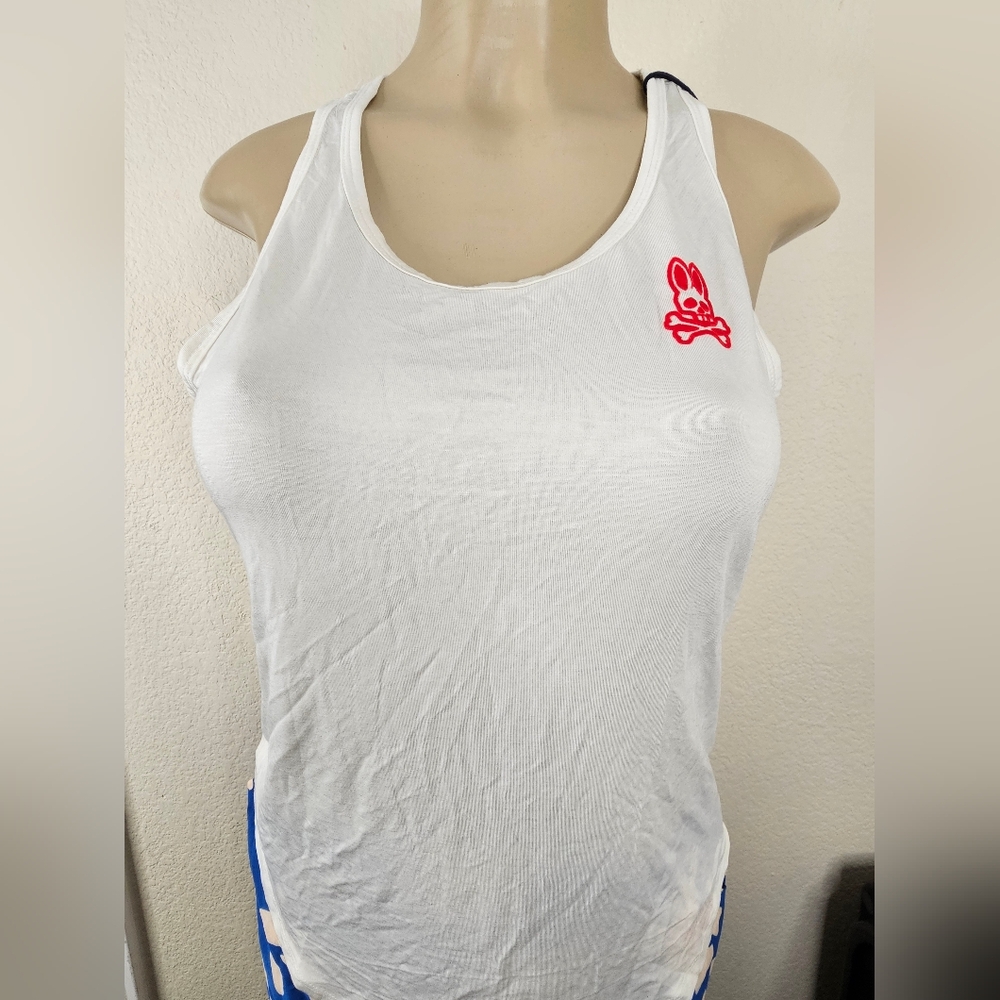 White Tank Top with Red Logo Psycho Bunny Nwt Original
